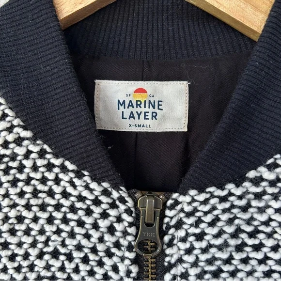 Marine Layer Birdseye Bomber JacketXSBlack & White Textured Zip-Up EUC